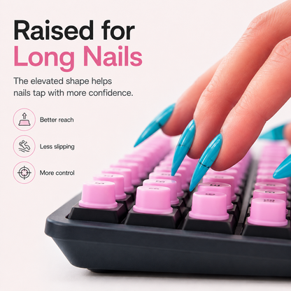 💅 Long Nail Keyboard Key Toppers – Cute Raised Silicone Typing Accessories