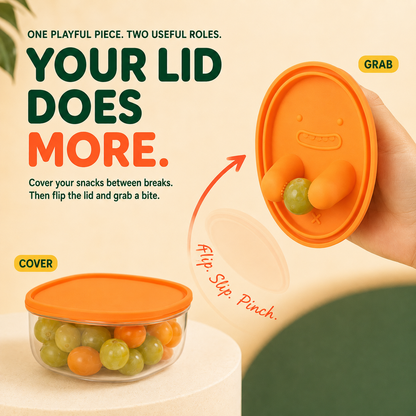 🍇Snack & Grab Fruit Container – Built-In Finger Tongs for Less-Mess Snacking