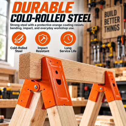 🛠️2PCS Heavy Duty Sawhorse Brackets with Clamp