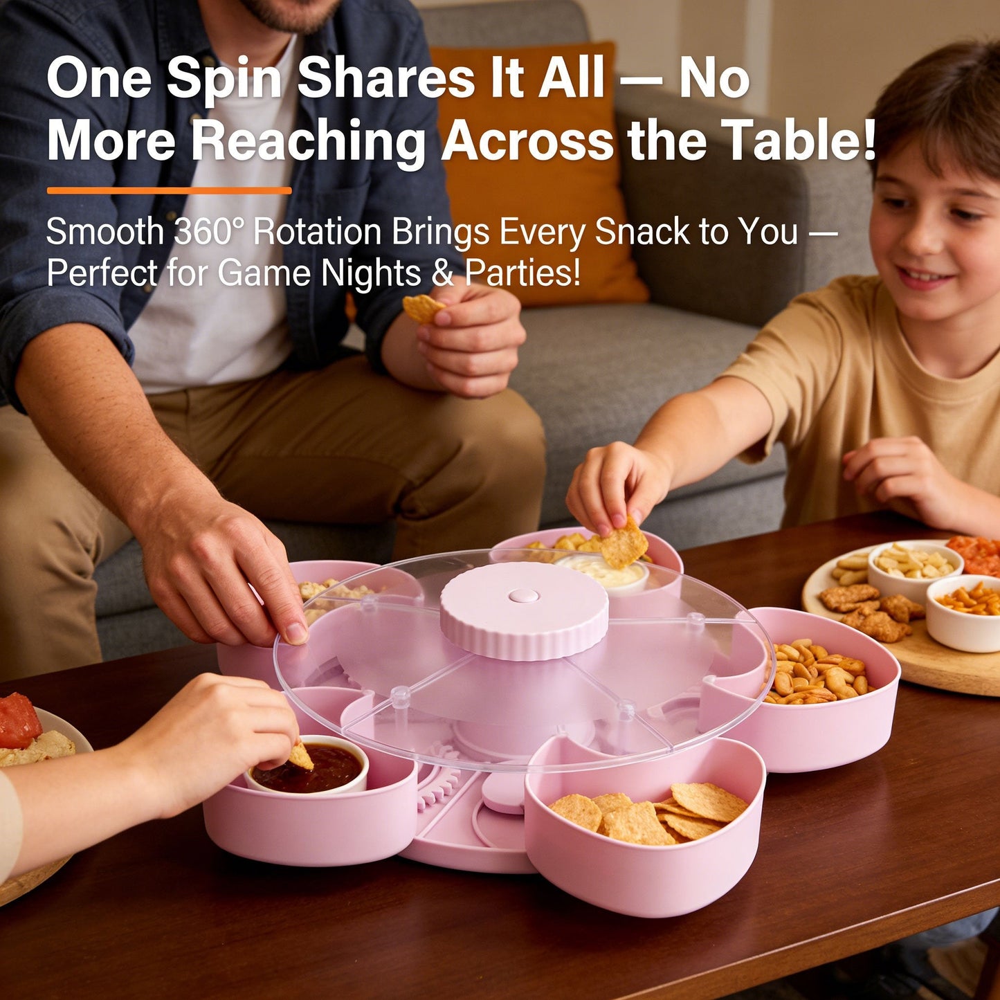🎁Buy 2 Get Free Shipping！🍽️ Rotating 5-Compartment Snack Tray