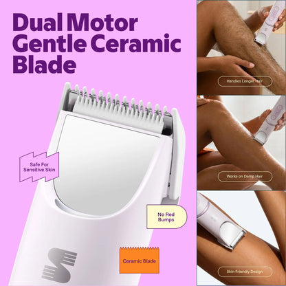 🪞Women Shaver -180° Rotatable Flexible Ergonomic Head with Built-in Light & Mirror, 2-in-1 Trim