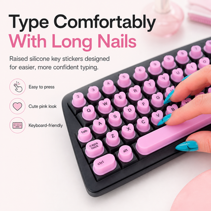 💅 Long Nail Keyboard Key Toppers – Cute Raised Silicone Typing Accessories