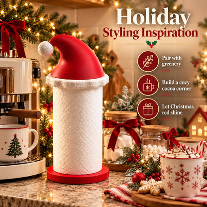 🎅 Santa Hat Paper Towel Holder – Cute Christmas Kitchen Decor 🎄