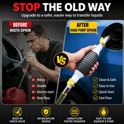Manual Siphon Pump Kit – Easy Fuel, Water & Oil Transfer