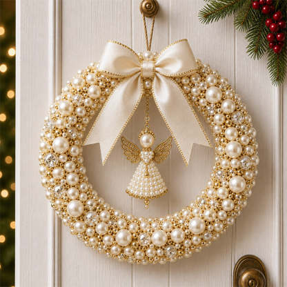 ⏳ Last Day 49% OFF – 🎄✨ DIY Christmas Pearl Wreath Kit – Handmade Beaded Holiday Door Décor 💎🎀
