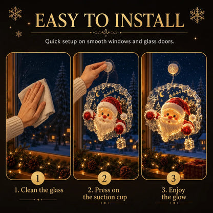 🎄 Light-Up Christmas Window Decoration – 8 Festive Suction-Cup Designs