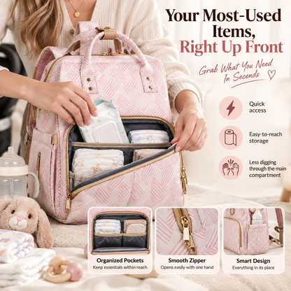 👶  2-in-1 Baby Diaper Bag Backpack – Fold-Out Care Space & Large Storage