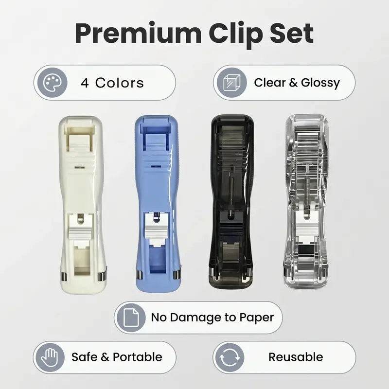 📎4-Pack Refillable Paper Clip Dispenser Set with 110 Assorted Clips