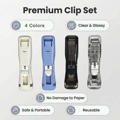 📎4-Pack Refillable Paper Clip Dispenser Set with 110 Assorted Clips