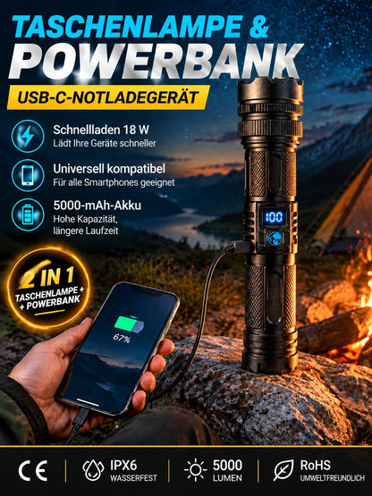 🔦【Ultra Bright Sky Cannon】Ultra-bright white laser flashlight, rechargeable and portable for emergencies