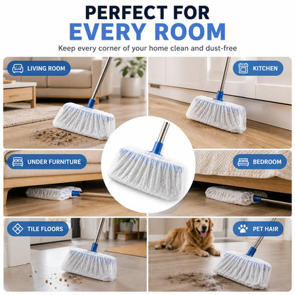 🔥Disposable Broom Dust Covers, Non-Woven Dust Catcher Covers for Most Standard Brooms, Traps Dust, Hair & Debris