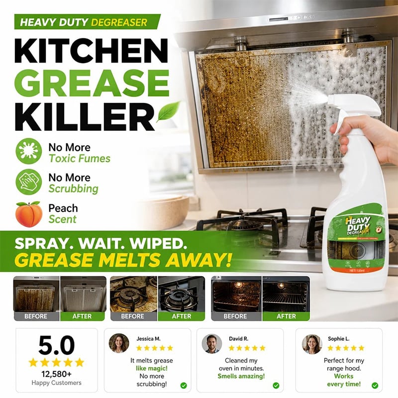 🔥52K+ Sold🧽 Heavy-Duty Kitchen Degreaser Spray + Free Cleaning Towel