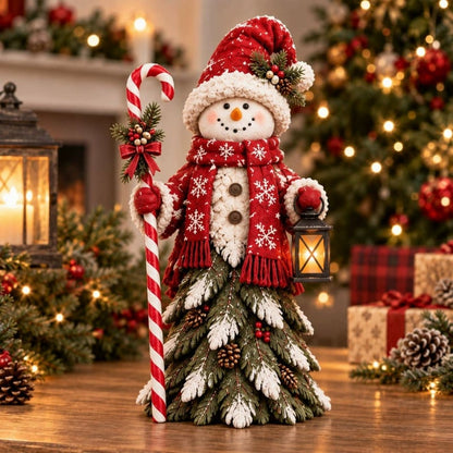 Christmas decorative figure in the shape of a Christmas tree – Santa Claus, snowman & Christmas witch with festive details