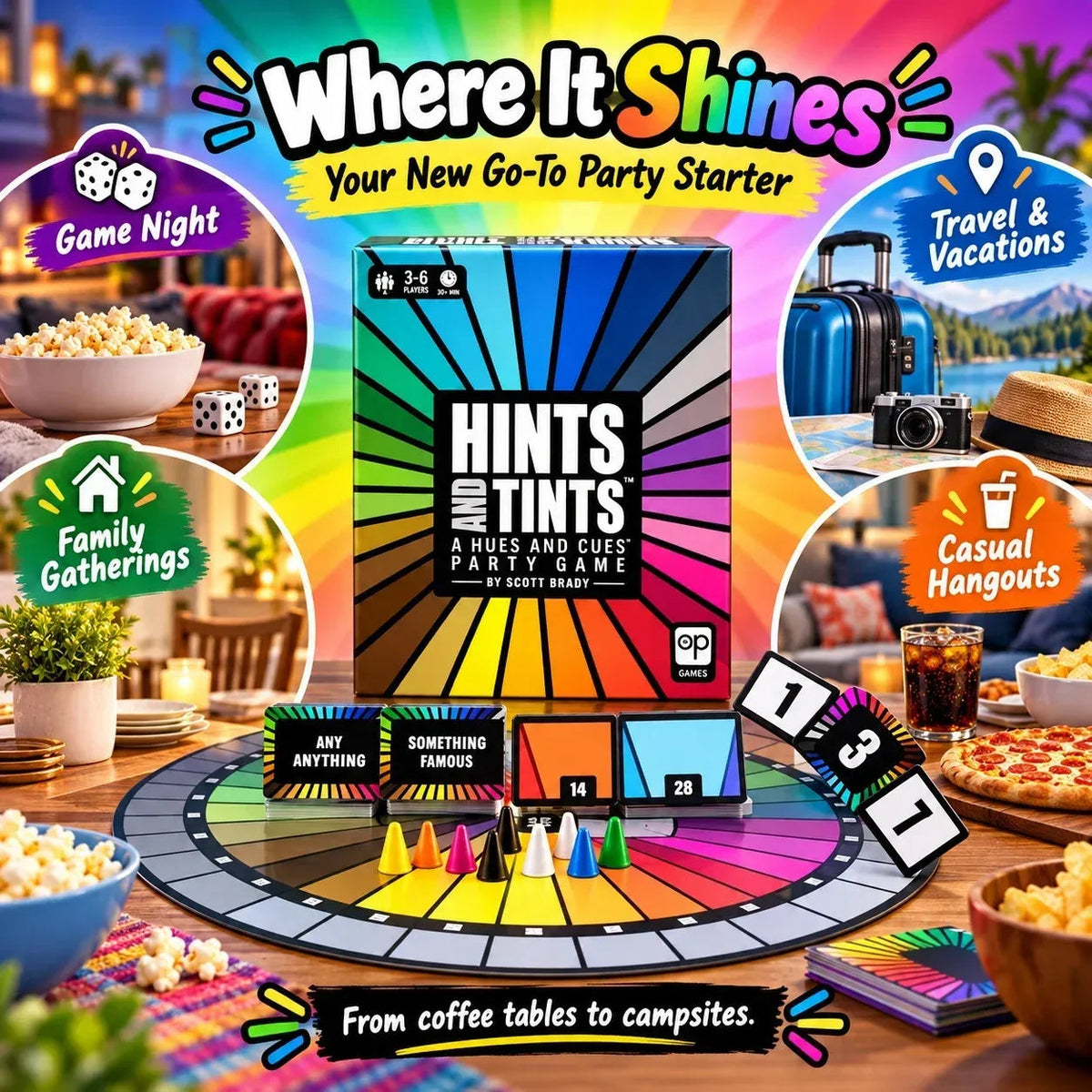🃏Portable Hues & Cues Board Game - Creative Clues！！！