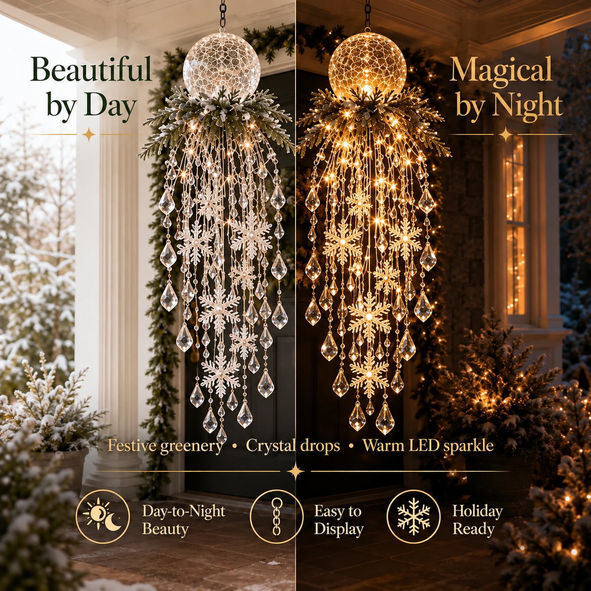 ✨❄️Crystal Cascade Christmas Light — LED Hanging Porch Decoration