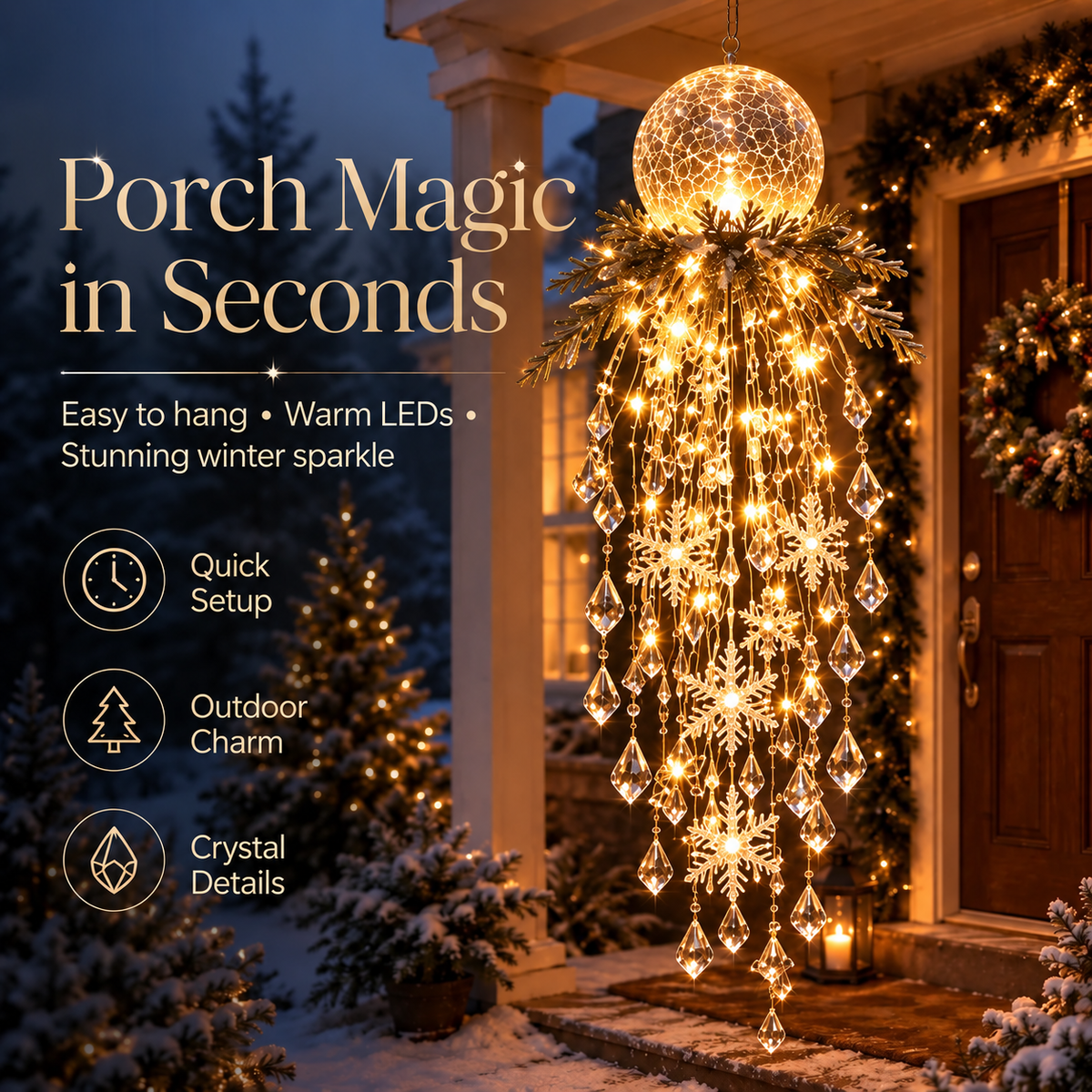 ✨❄️Crystal Cascade Christmas Light — LED Hanging Porch Decoration