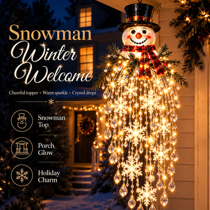 ❄️ Crystal Cascade Christmas Hanging Light – LED Snowflake & Crystal Drop Decor