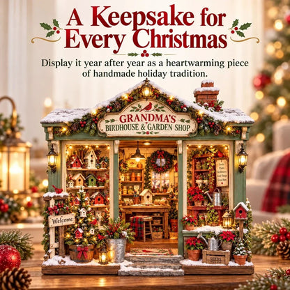 🐦 Grandma’s Birdhouse & Garden Shop DIY Miniature Kit – Light-Up Christmas Garden House