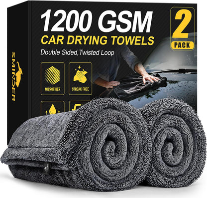 ✨LURU 1200 GSM Microfiber Car Drying Towels– 2-Pack