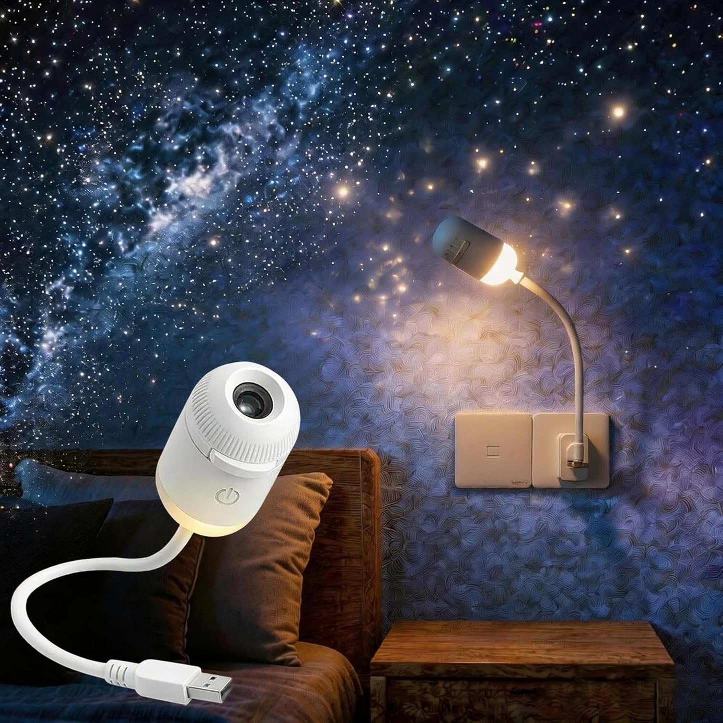 USB Projector Night Light | Multi-Slide Scenes & 3 Lighting Modes
