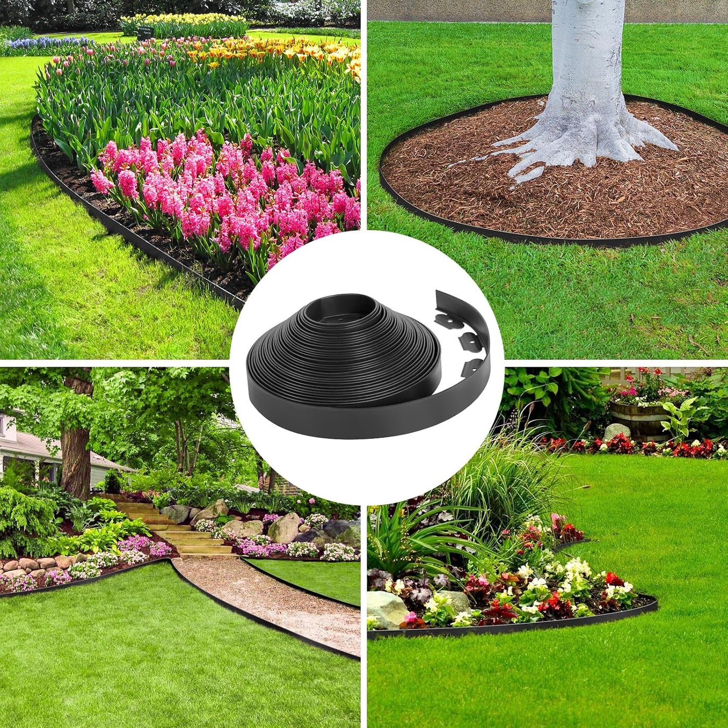 A Must-Have Landscape Edging for Your Garden—2 inches high, 66 feet long, with 100 stakes, no-dig kit