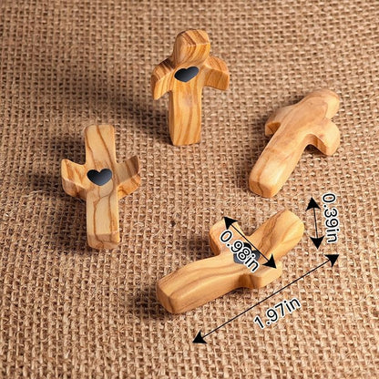 Cross Fidget Wood, Encouragement Gift, Olive Wooden Cross for Clinging and Praying, Pocket Religious Gift for Children and Adult