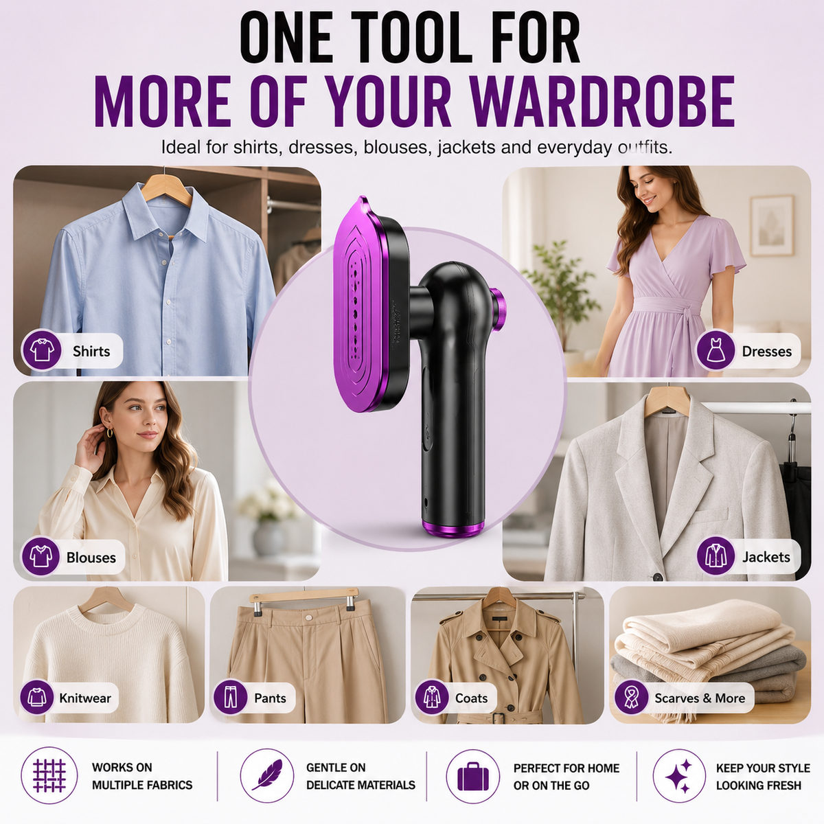 👔2-in-1 Portable Garment Steamer-Refresh Clothes in Minutes