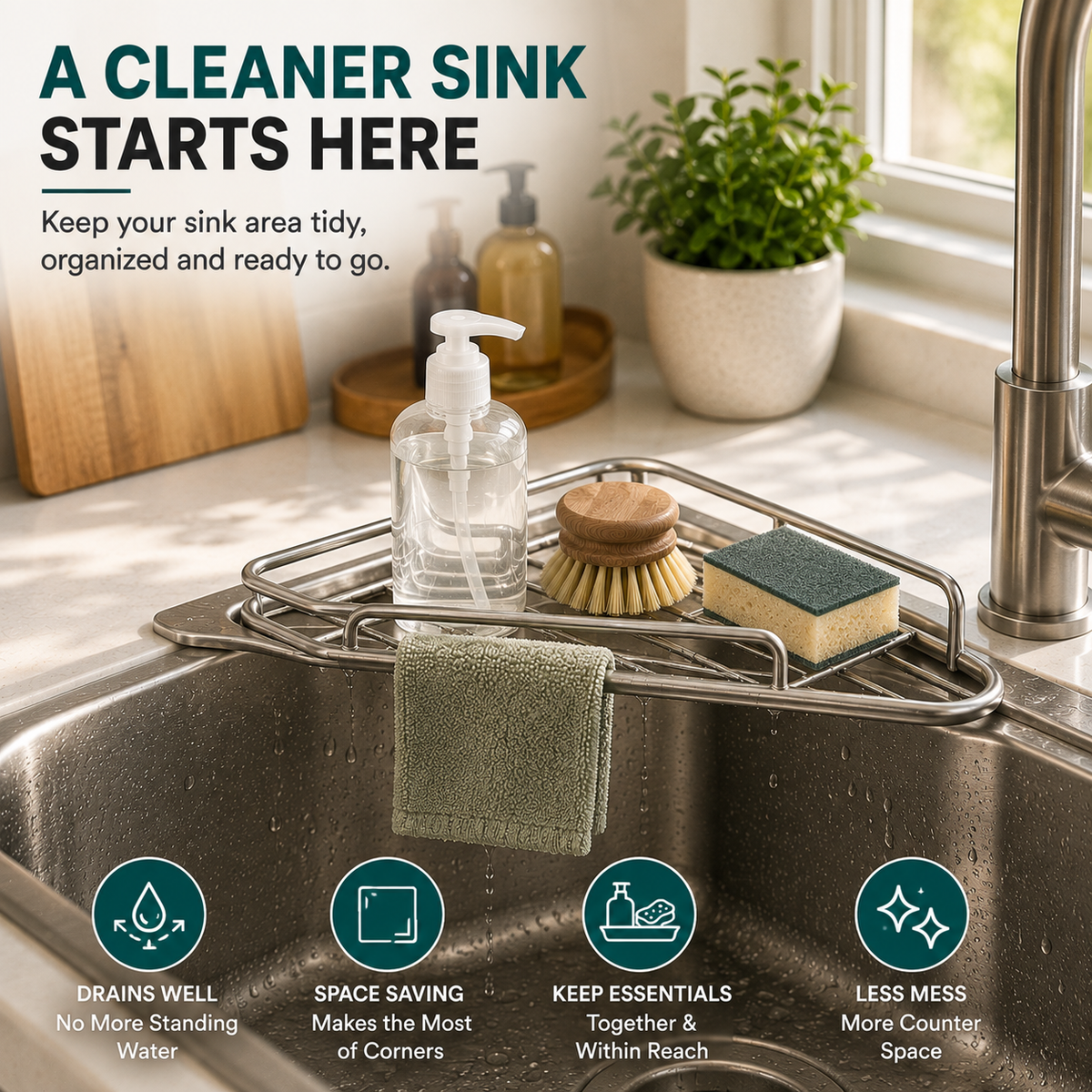 💧Corner Sink Draining Shelf✨