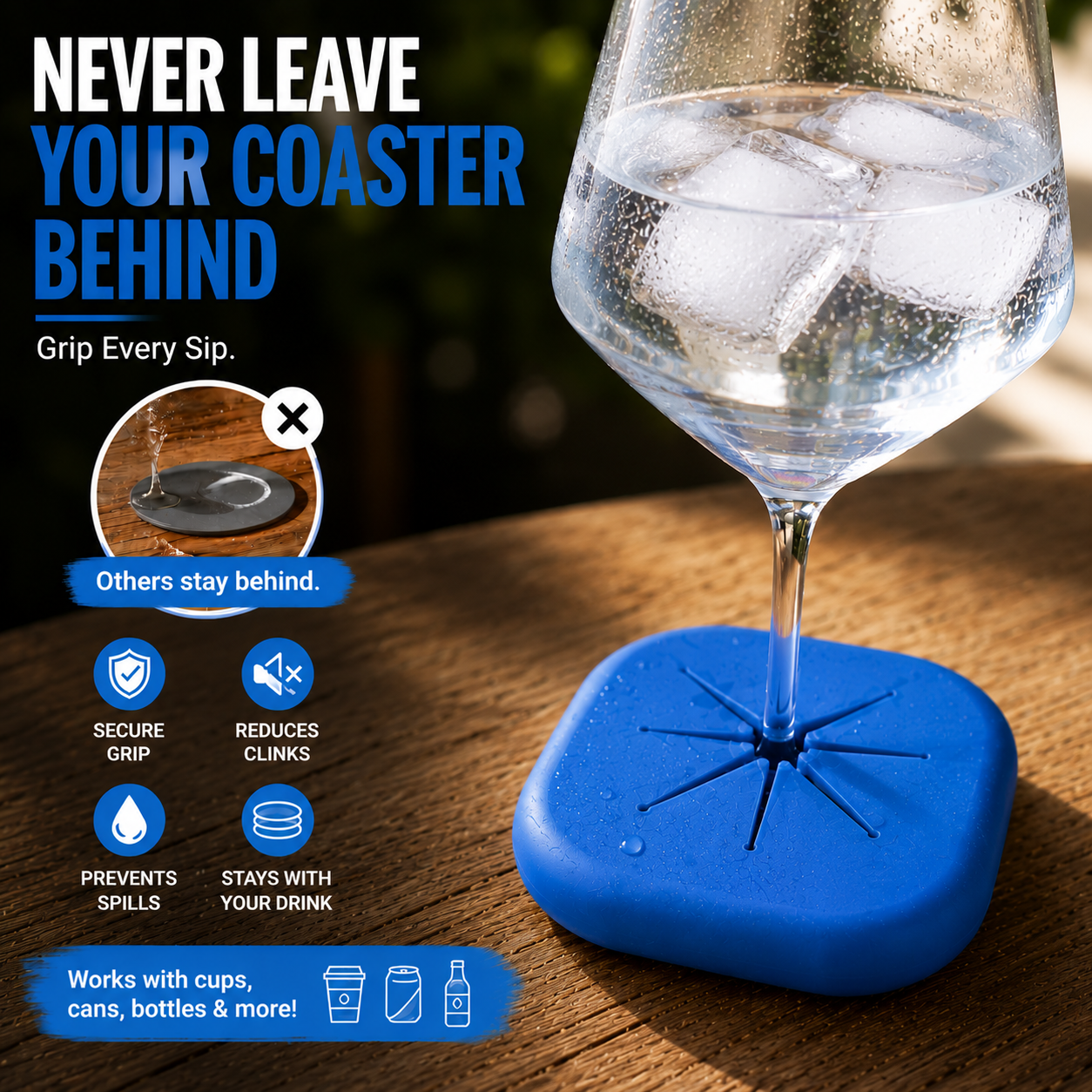 Closer Coaster: The Coaster That Follows Your Drink – Non-Slip, Reversible Silicone Coaster