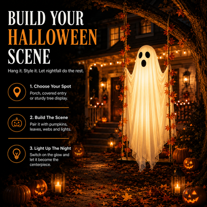 👻 Light-Up Swinging Ghost Halloween Decoration
