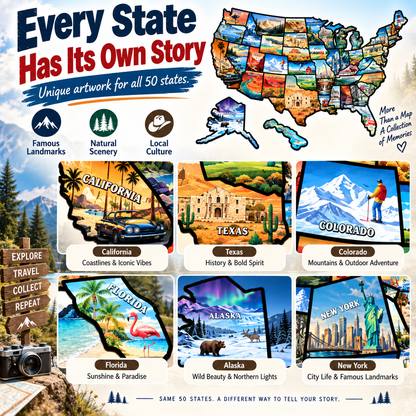 🔥🗺️RV State Sticker Travel Map—Document Your American Adventures in Style