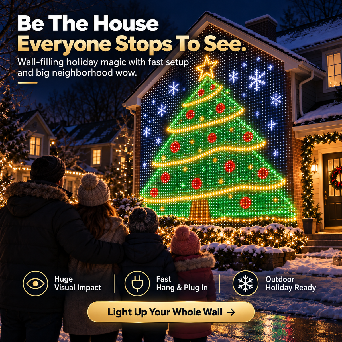 🎄 Wall-Filling Animated LED Holiday Display – Turn Your House Into a Christmas Show🎅