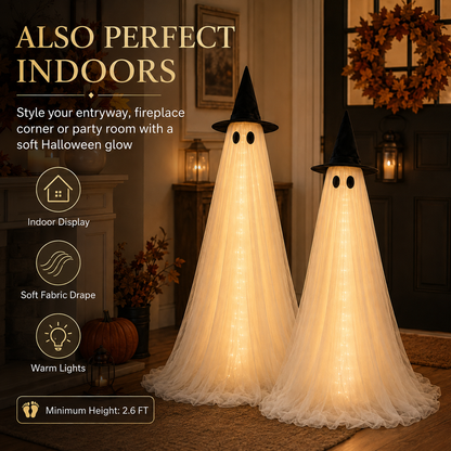 👻 2-Pack Adjustable Lighted Halloween Ghost Decorations