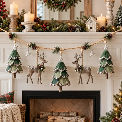 🎄✨ Lighted Woodland Christmas Garland – Enchanting Evergreen Holiday Décor with a Warm Festive Glow