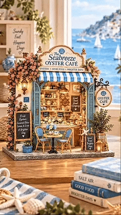 🌊🦪 The Seabreeze Oyster Café™-DIY 3D Miniature Coastal Café Kit