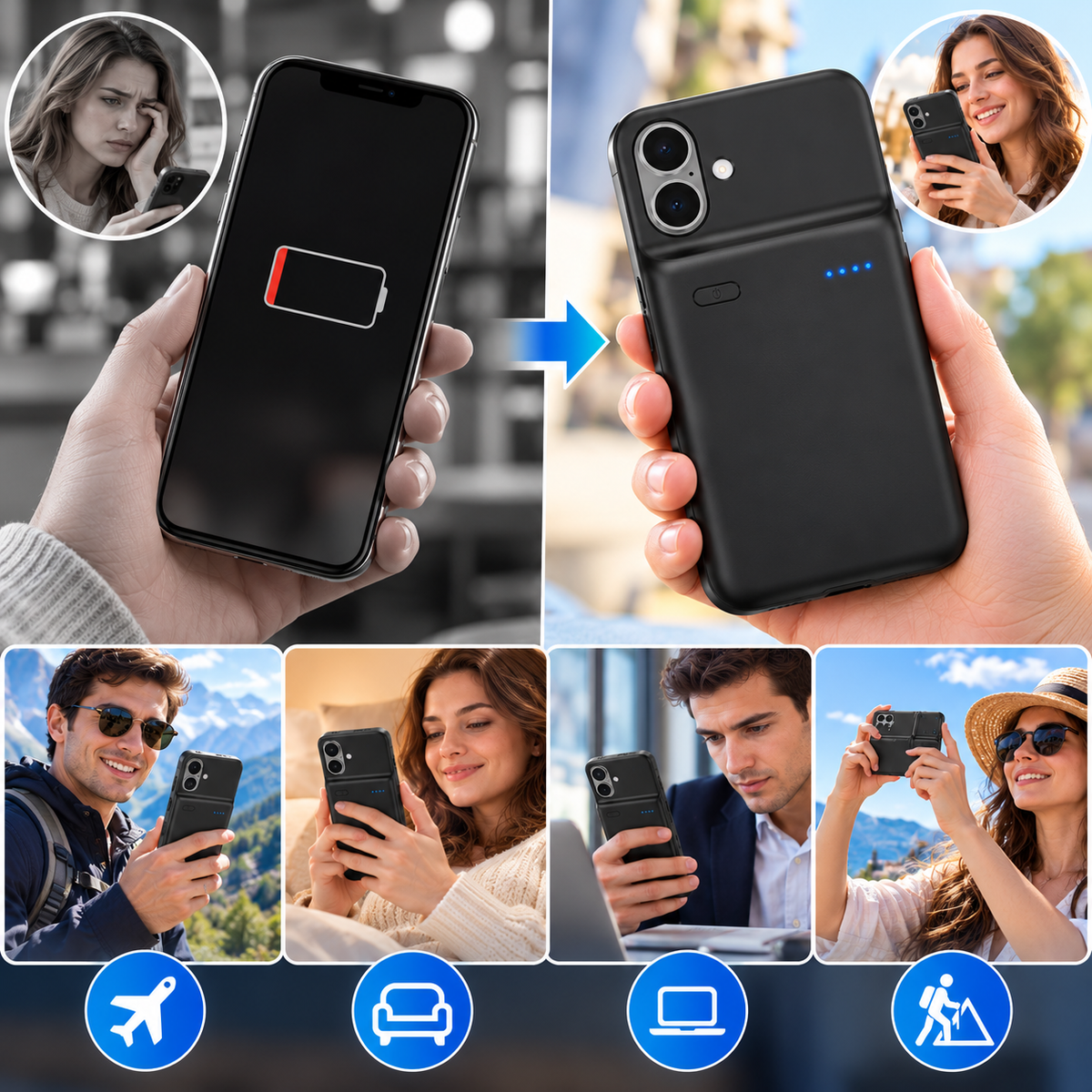 🔋 High-Capacity Clip-On Phone Battery Pack – Portable Backup Charger for All-Day Convenience