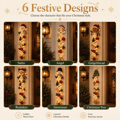 ⏳ Last Day 49% OFF – 🎄MerryCascade™ Glowing Christmas Door Hanger | 6 Festive Lighted Designs with Warm Glow, Dimensional Details & Space-Saving Vertical Décor ✨