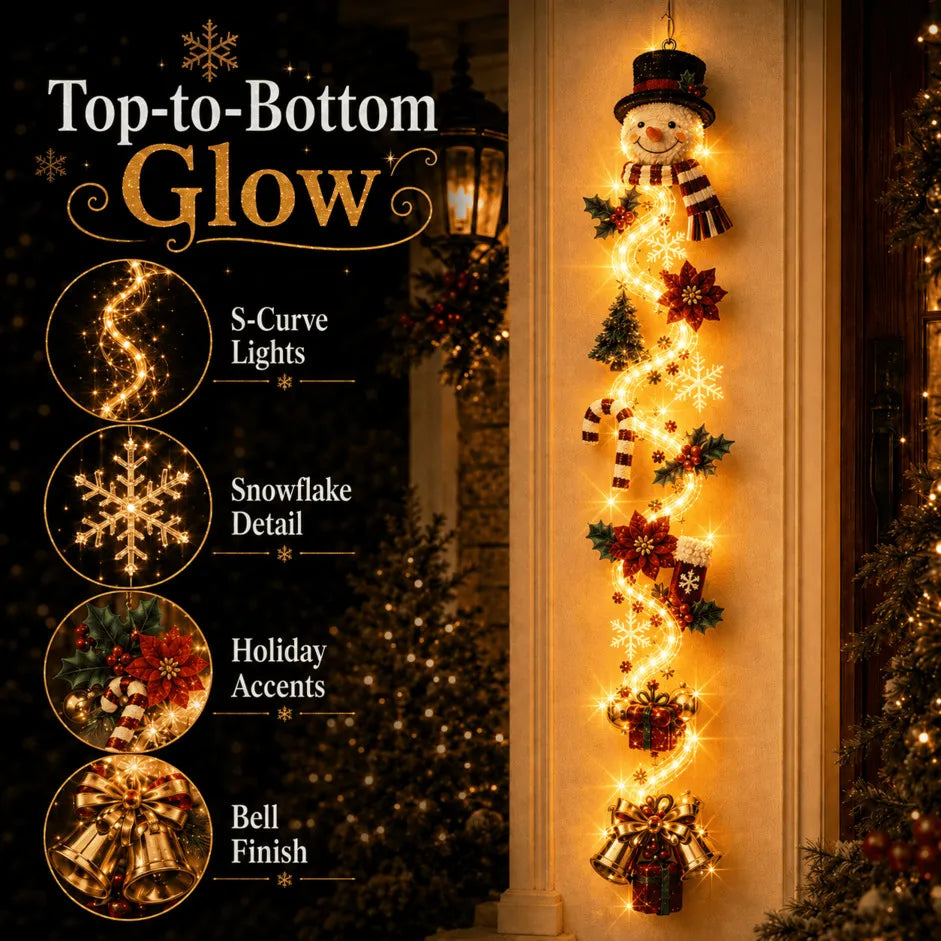 ⏳ Last Day 49% OFF – 🎄MerryCascade™ Glowing Christmas Door Hanger | 6 Festive Lighted Designs with Warm Glow, Dimensional Details & Space-Saving Vertical Décor ✨