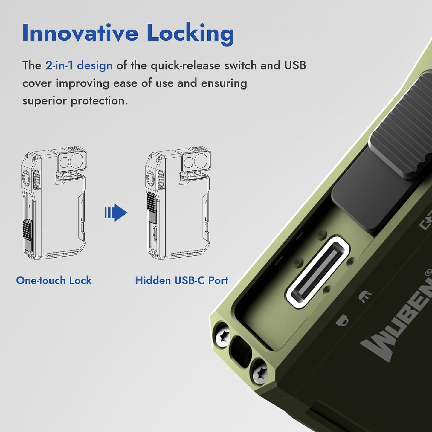WUBEN G5 40000 Lumens EDC Keychain Compact Rechargeable Flashlight
