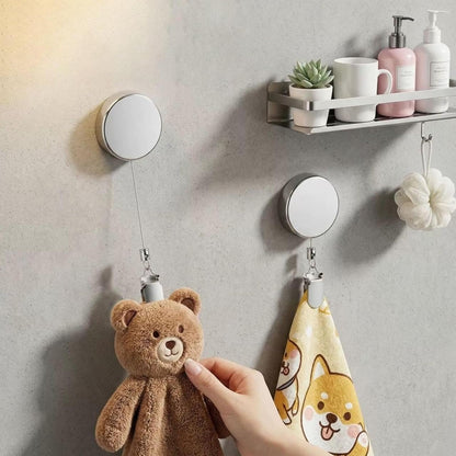 No-Drill Retractable Towel Holder Clips — Self-Adhesive, Space-Saving