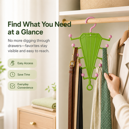 🧥V-Shaped Accessory Organizer | 10 Hooks for Belts, Ties & Scarves