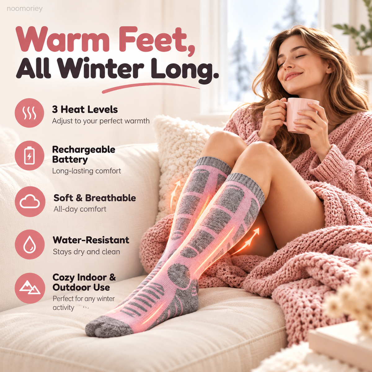 🔥 WarmStep  Rechargeable Heated Socks – Adjustable Heat for Cold Weather