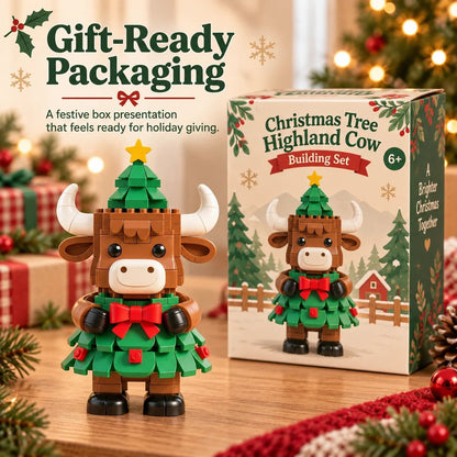 🐮 Christmas Tree Highland Cow Building Set – Cute DIY Holiday Decor & Gift