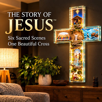 🙏✝️ The Story of Jesus LED Cross Lamp ✨6 Biblical Scenes & Meaningful Christian Gift