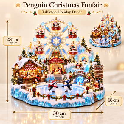 🎡 Penguin Christmas Funfair – Light-Up Ferris Wheel & Winter Village Decoration