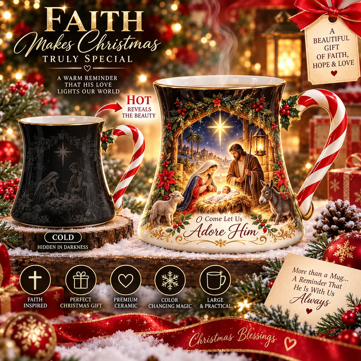 🎅🏻🎁Christmas Magic Color-Changing Mug – Heat Reveal Holiday Gift