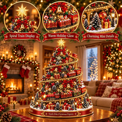 🚂 North Pole Christmas Express Tree – Light-Up Spiral Railway Holiday Decoration