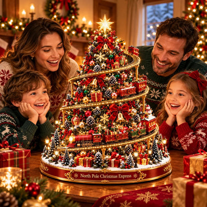 🚂 North Pole Christmas Express Tree – Light-Up Spiral Railway Holiday Decoration