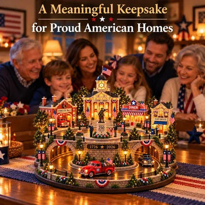 🇺🇸 America 250 Hometown Heroes Light-Up Village – Patriotic Commemorative Decor