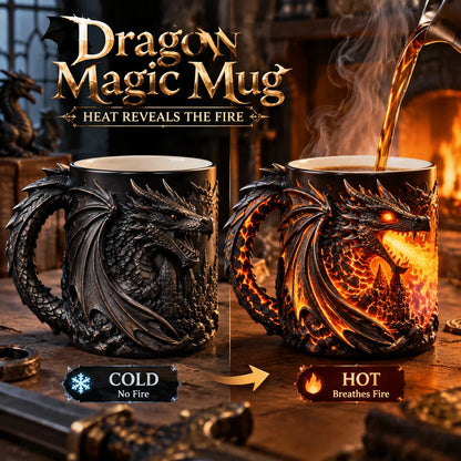🐉🔥 3D Dragon Heat-Reveal Magic Mug – Color-Changing Fantasy Coffee Cup ☕🎁